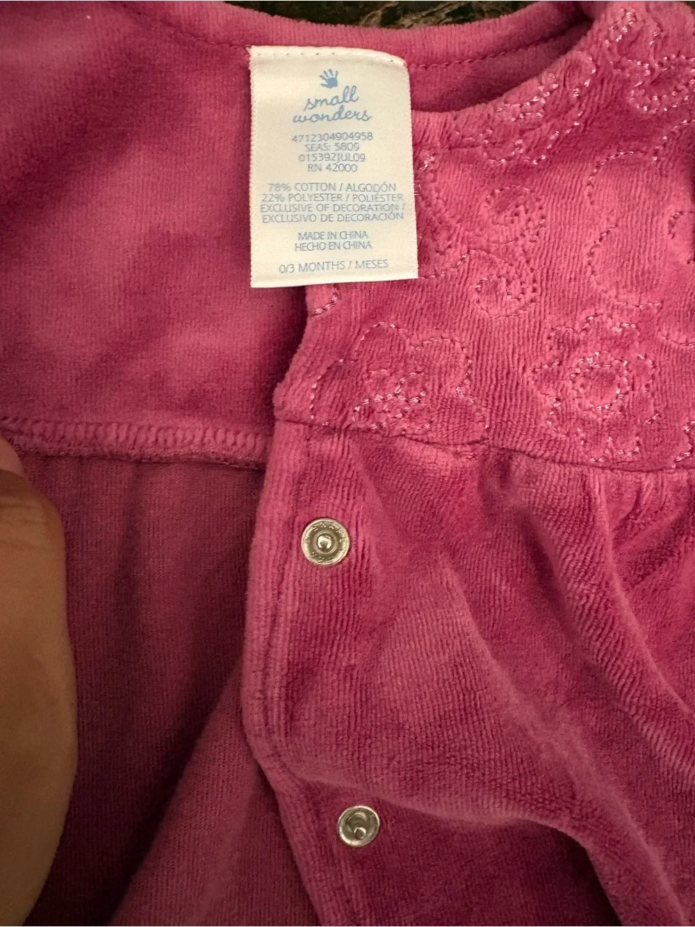 Pink Velvet Bow Accent Baby Jacket